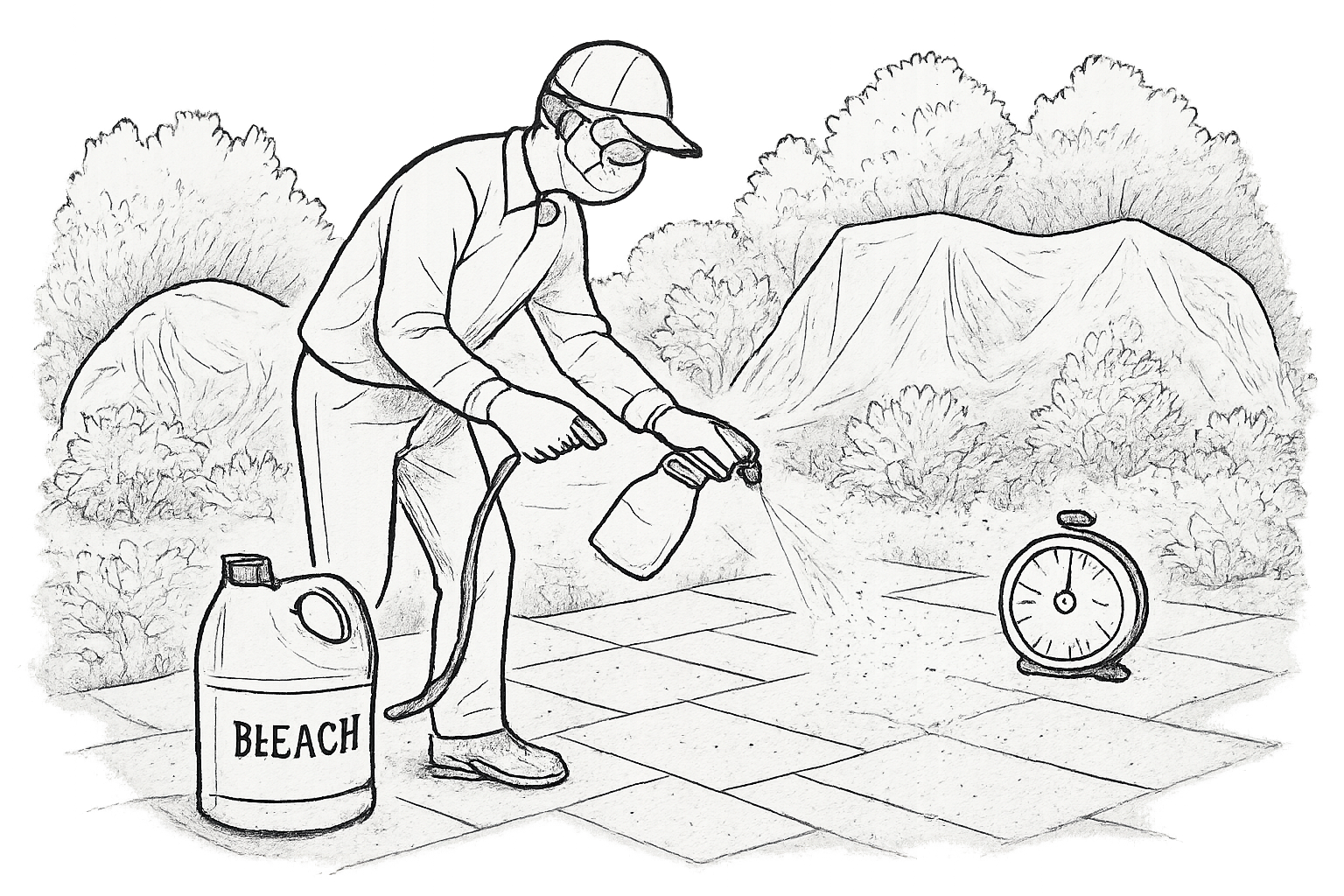 combien de temps laisser agir eau de javel sur terrasse