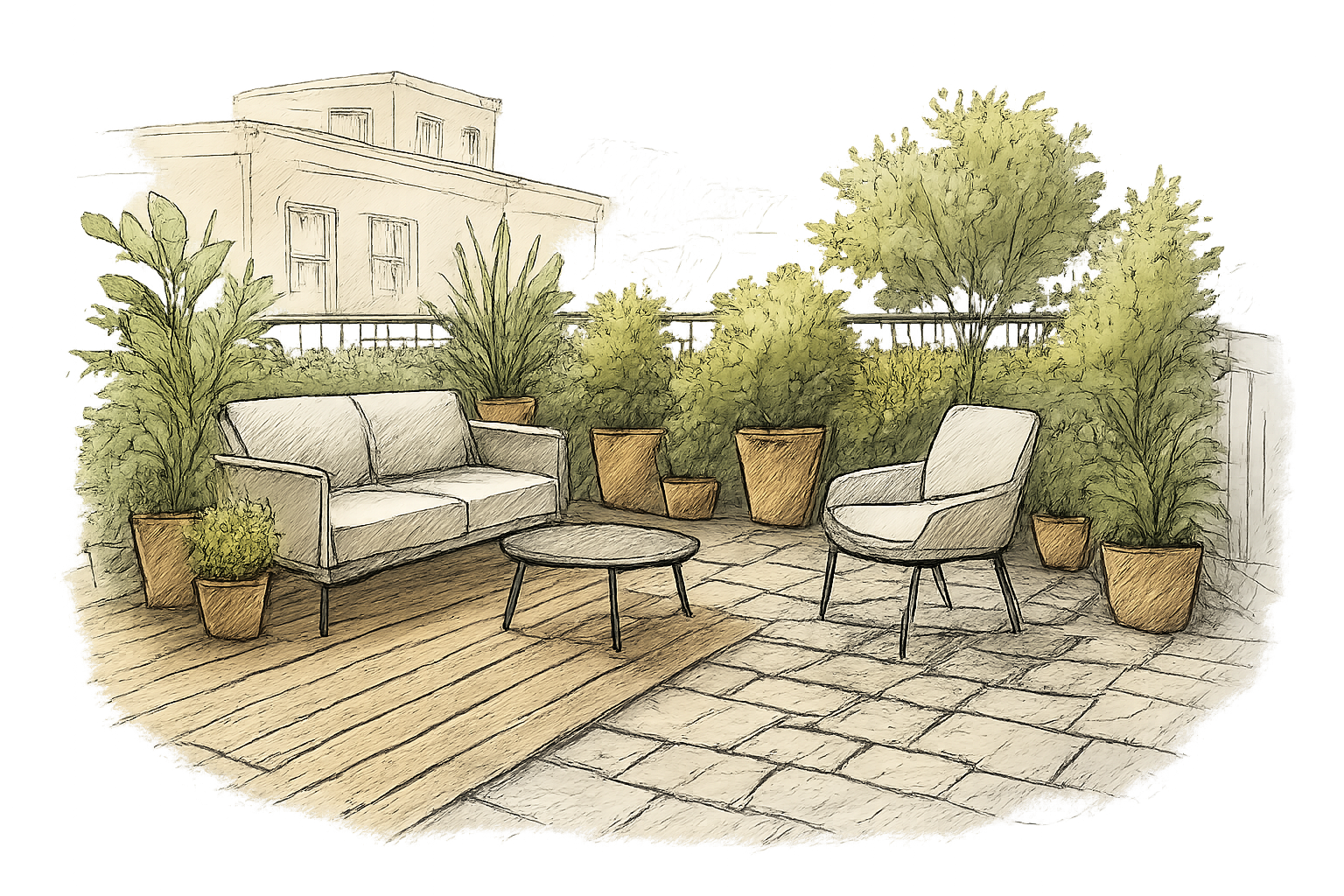 terrasse pavé et bois